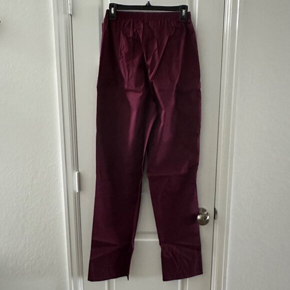 ScrubZone Womens Cargo Scrub Pants Wine Elastic Waist Medical Uniform - Picture 2 of 8